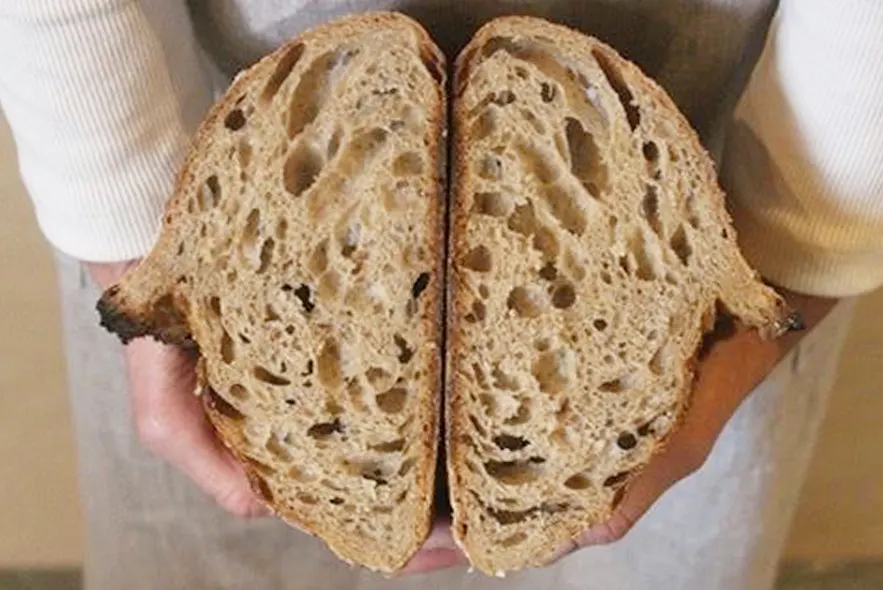 loaf micro bakery Wymondham - sour dough loaf cut in half